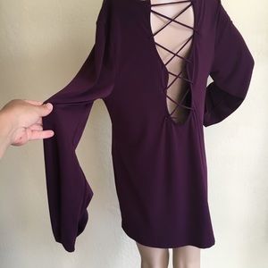 EXPRESS Plum tunic top long sleeve open back